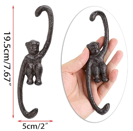 3pcs monkey cast iron plant hanger hook rack/decorative indoor outdoor home garden cute animal hook