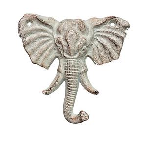 2024 New Antique cast iron elephant Head Wall Decor Single coat hook