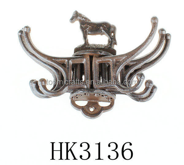 2024 Cast Iron movable wall hook/metal folding robe hook/cast iron mounted coat rack for bathroom metal crafts