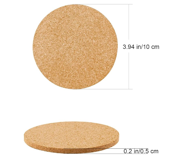 2024 New Design Cork Coasters Natural Round Drinks Cork Plant Heat Resistant Reusable Tea Coffee Coaster Blank