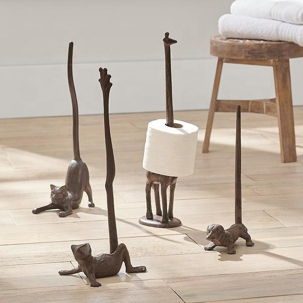 Cast Iron Frog toilet Paper  Towel Holder cute animal decorative paper holder for kitchen