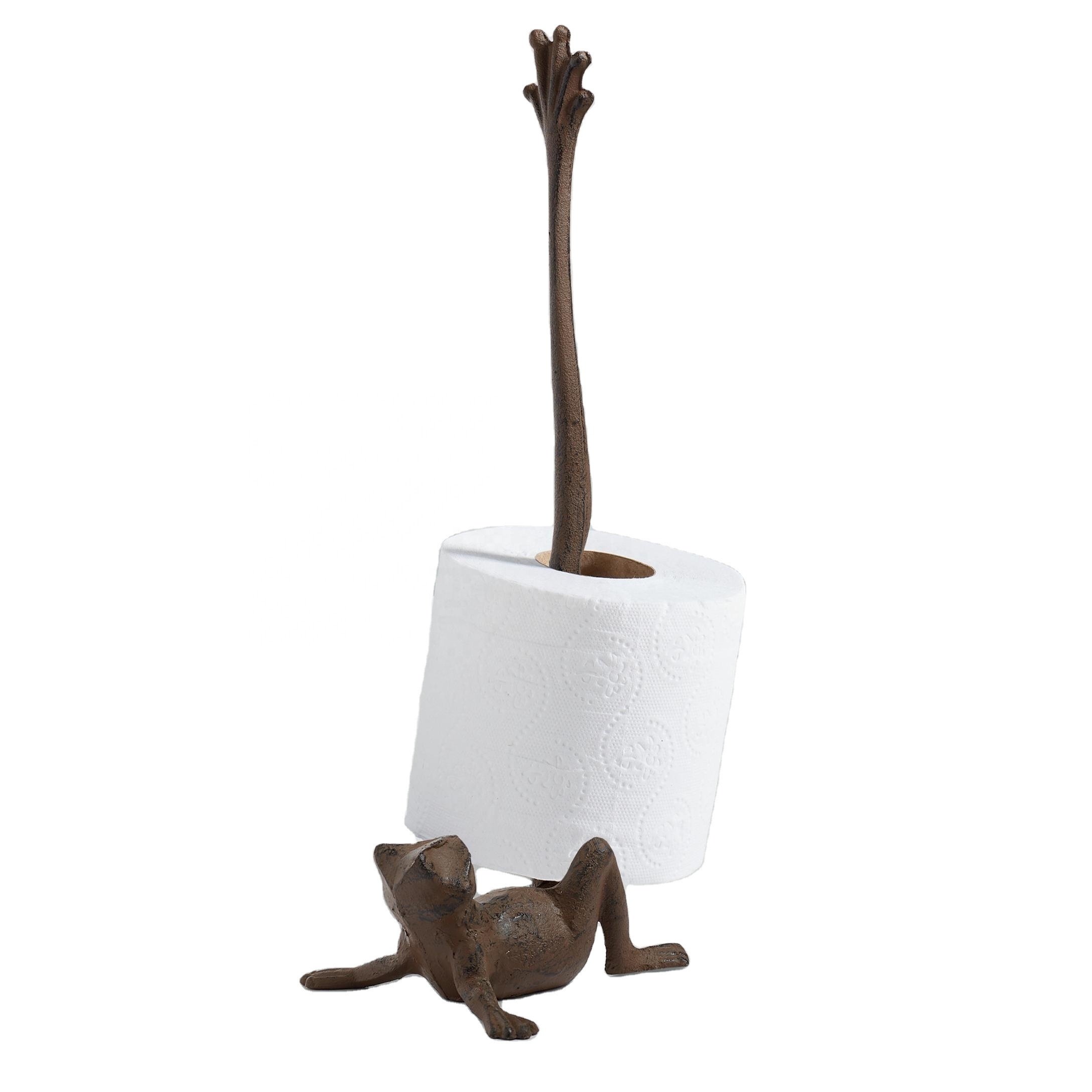 Cast Iron Frog toilet Paper  Towel Holder cute animal decorative paper holder for kitchen