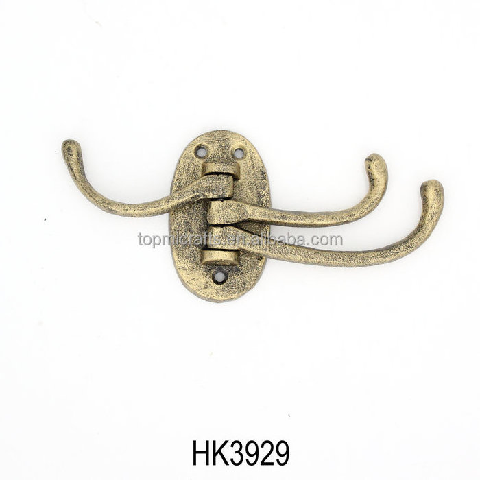 2024 Cast Iron movable wall hook/metal folding robe hook/cast iron mounted coat rack for bathroom metal crafts