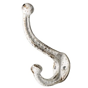 Cast Iron Coat Hooks Farmhouse Vintage White Hooks, Heavy Duty Rustic Wall Mounted Hooks for Hanging