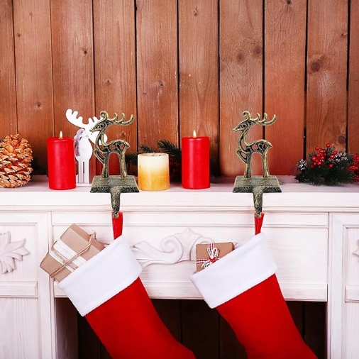 Christmas Stocking Holder Christmas Hooks Skid Mantel Hooks Hanger for Fireplace Free Standing Christmas Decorations