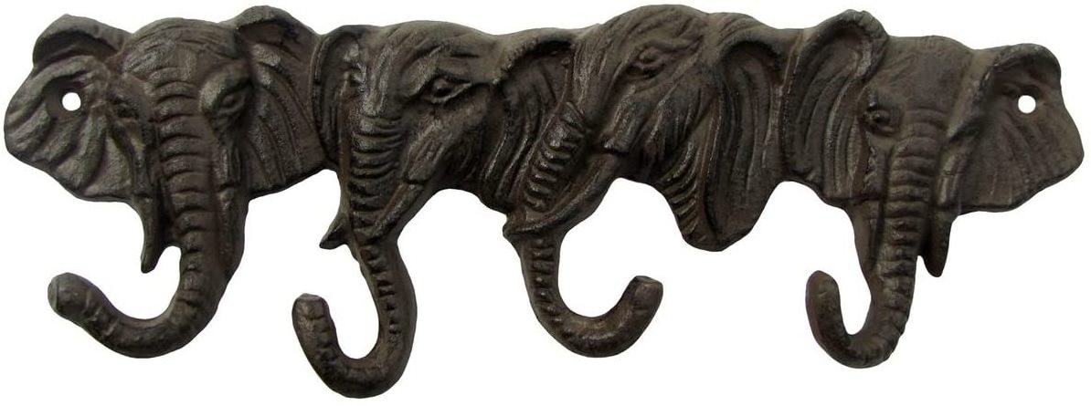 2024 New Antique cast iron elephant Head Wall Decor Single coat hook