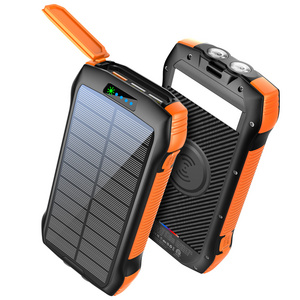 20000mAh Solar power bank Supply Waterproof Wireless Charge 20000mah Solar Smart Portable Mobile Charger Power Bank with Light