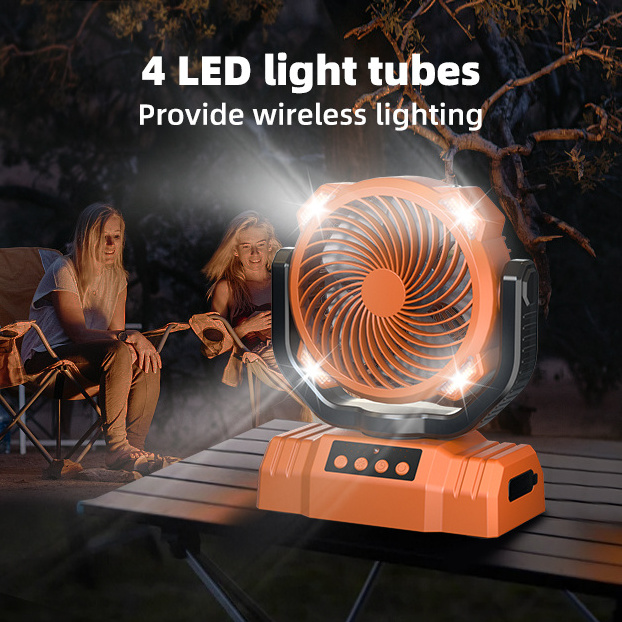 NEW bestselling product is an outdoor fan with LED camping lights The fan can be connected to a data cable to charge your phone