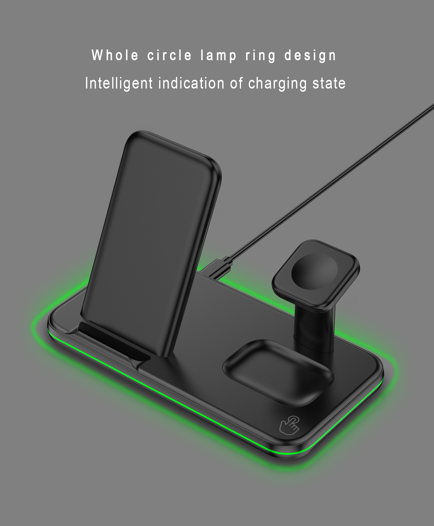 Qi 15W Fast Charging Station Phone Holder Stand Wireless Charger V5 Phone Accessories Earphones and Chargers ABS TYPE-C 3 in 1