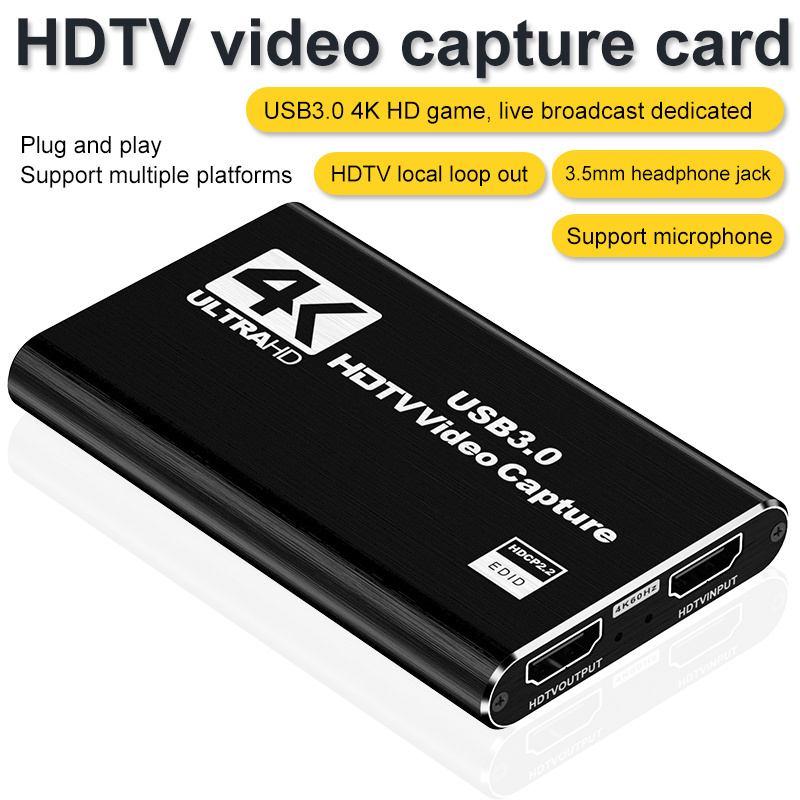 Top Sale 1080P 60FPS Video Recorder Device 4K USB3.0 HDMI Video Capture Card for Streaming Live Broadcasting and Teaching