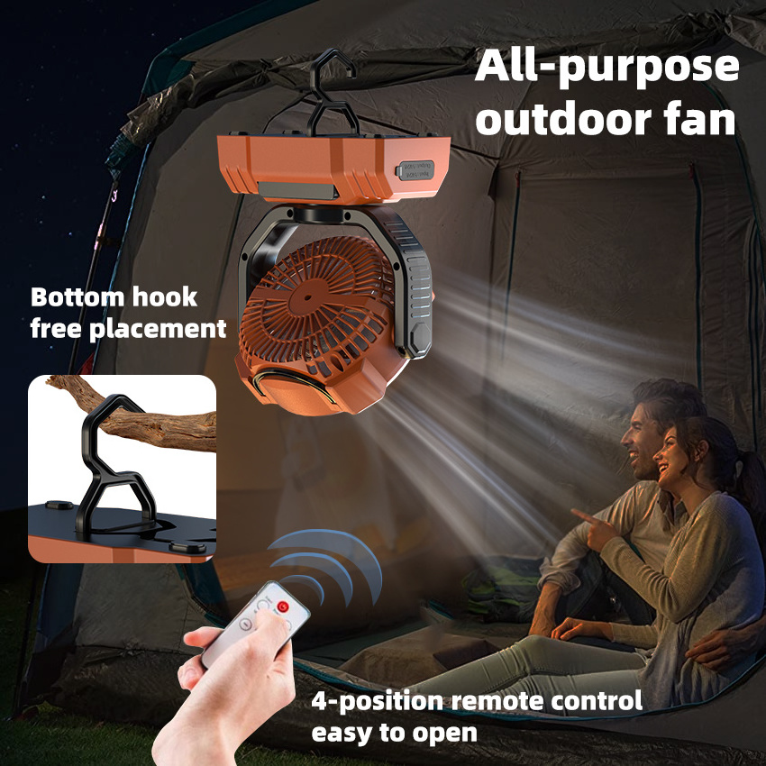 NEW bestselling product is an outdoor fan with LED camping lights The fan can be connected to a data cable to charge your phone