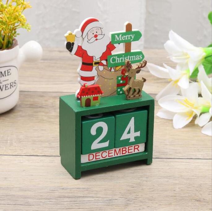 Hot Sale Christmas Wooden Countdown Advent Calendar with Deer Santa Character for Christmas Decoration