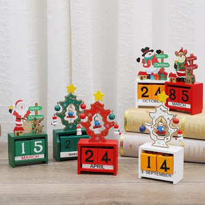 Hot Sale Christmas Wooden Countdown Advent Calendar with Deer Santa Character for Christmas Decoration