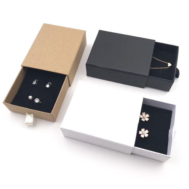 Custom Luxury Elegant Drawer Square Gift Boxes Packaging gold Stamping Logo Sliding Jewelry Boxes With Logo necklace jewelry box