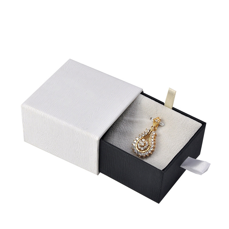 Custom Luxury Elegant Drawer Square Gift Boxes Packaging gold Stamping Logo Sliding Jewelry Boxes With Logo necklace jewelry box