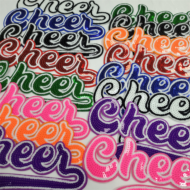 Wholesale Orange Sequins Cheer Sweatshirt Sequin Patches DIY Iron On Clothes Hat Patch Colorful Shiny Star Patches