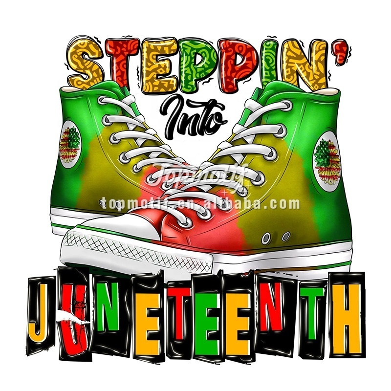 wholesale DTF printer steppin' juneteenth plastisol heat transfer for t shirts