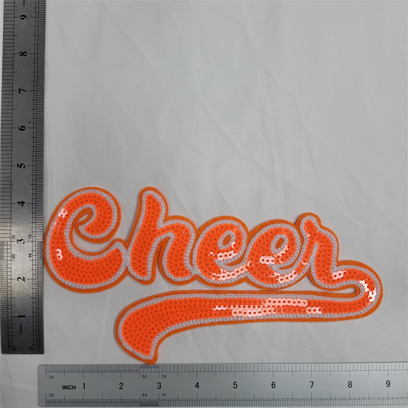 Wholesale Orange Sequins Cheer Sweatshirt Sequin Patches DIY Iron On Clothes Hat Patch Colorful Shiny Star Patches