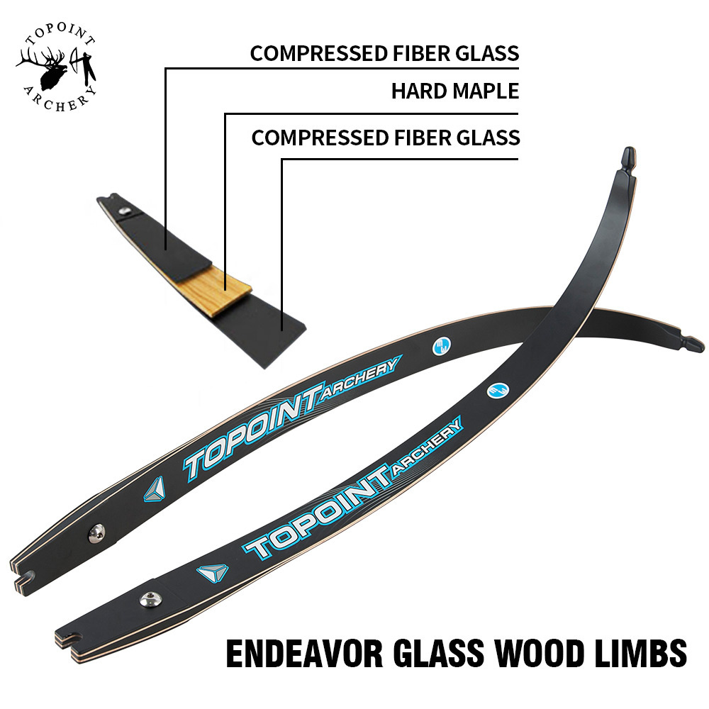 TOPOINT ARCHERY recurve bow limbs ENDEAVOR,ILF Fiber/wooden Limbs,18-44lbs, 2# increments, 66