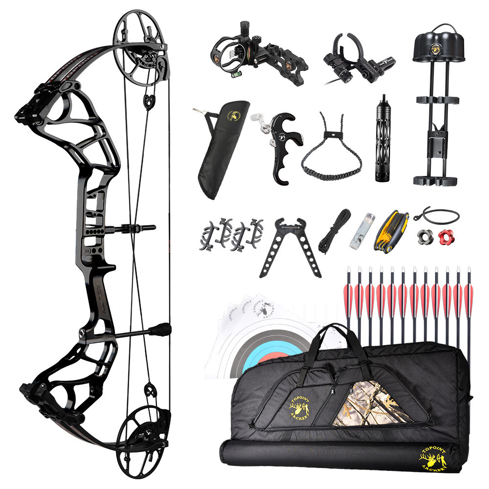 TOPOINT ARCHERY Acuity 28 Compound Bow And Arrow Delux Package Hunting Bow CNC Milling Riser USA Gordon BCY String Archery Bow