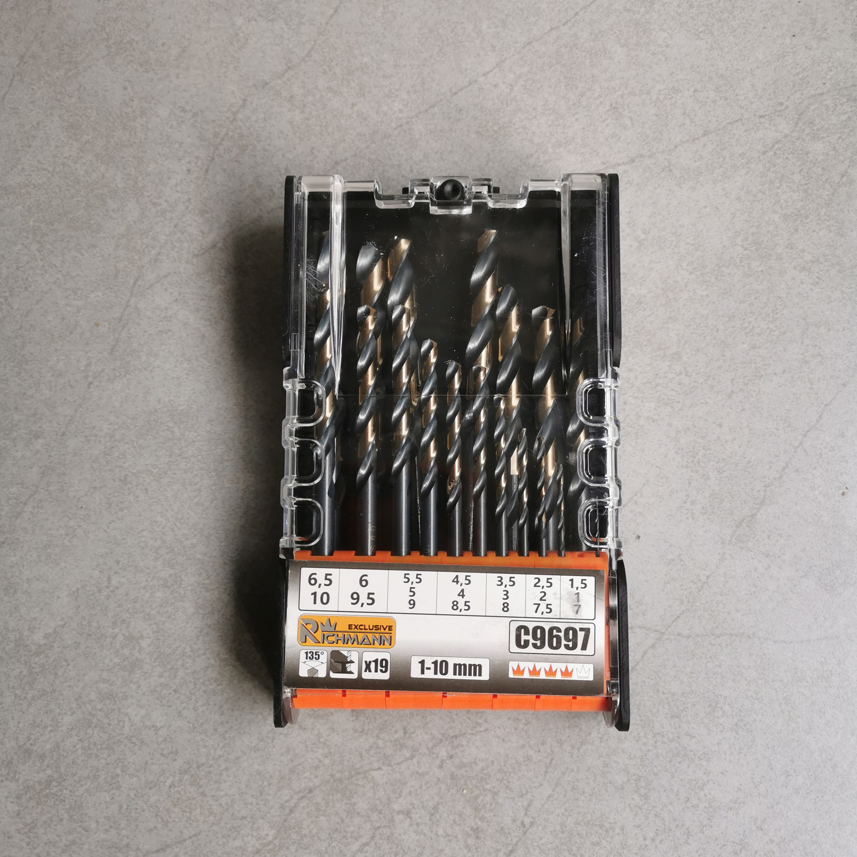 19pcs hss twist drill set with cobalt