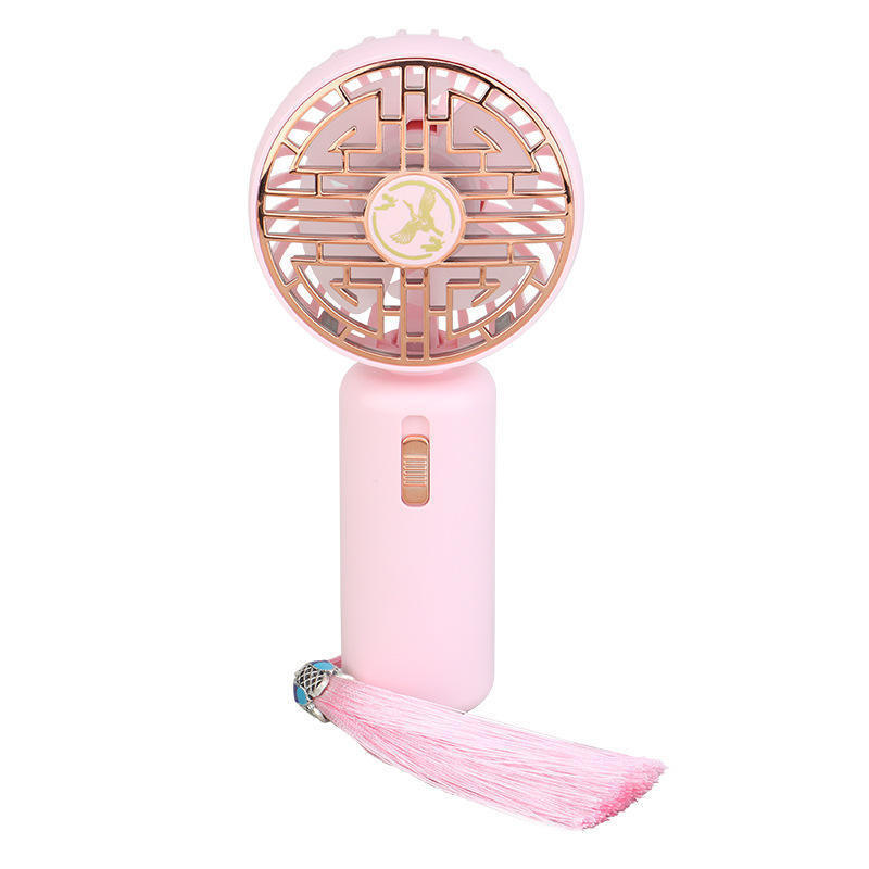 2023 cute mini china style classic ABS Low noise mute USB rechargeable handheld hand air cooling cordless portable fan