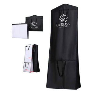 Custom Logo printing foldable tote Dust Bag Cover protector Non Woven zipper Black Wedding Dresses garment bags for clothes