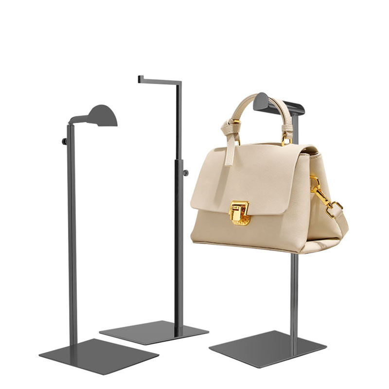 Polished Gold Bag Organizer Stand Retail Countertop Single Hook Adjustable Height Handbag Display Stand Bag Display Stand