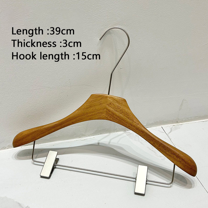 Customized Logo Luxury Natural Walnut Wood Color Hangers Pant Clip Coat Shirt Sweater Thick Women Clothing Hangers For Stores