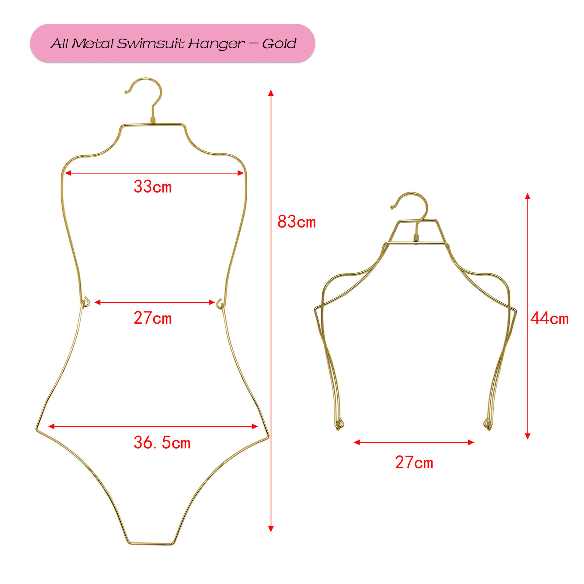 Luxury Golden Shape Hanger Collapsible Metal Hanger Rose Gold Swimsuit Display Bikini Body Shape Metal Wire Display Hanger