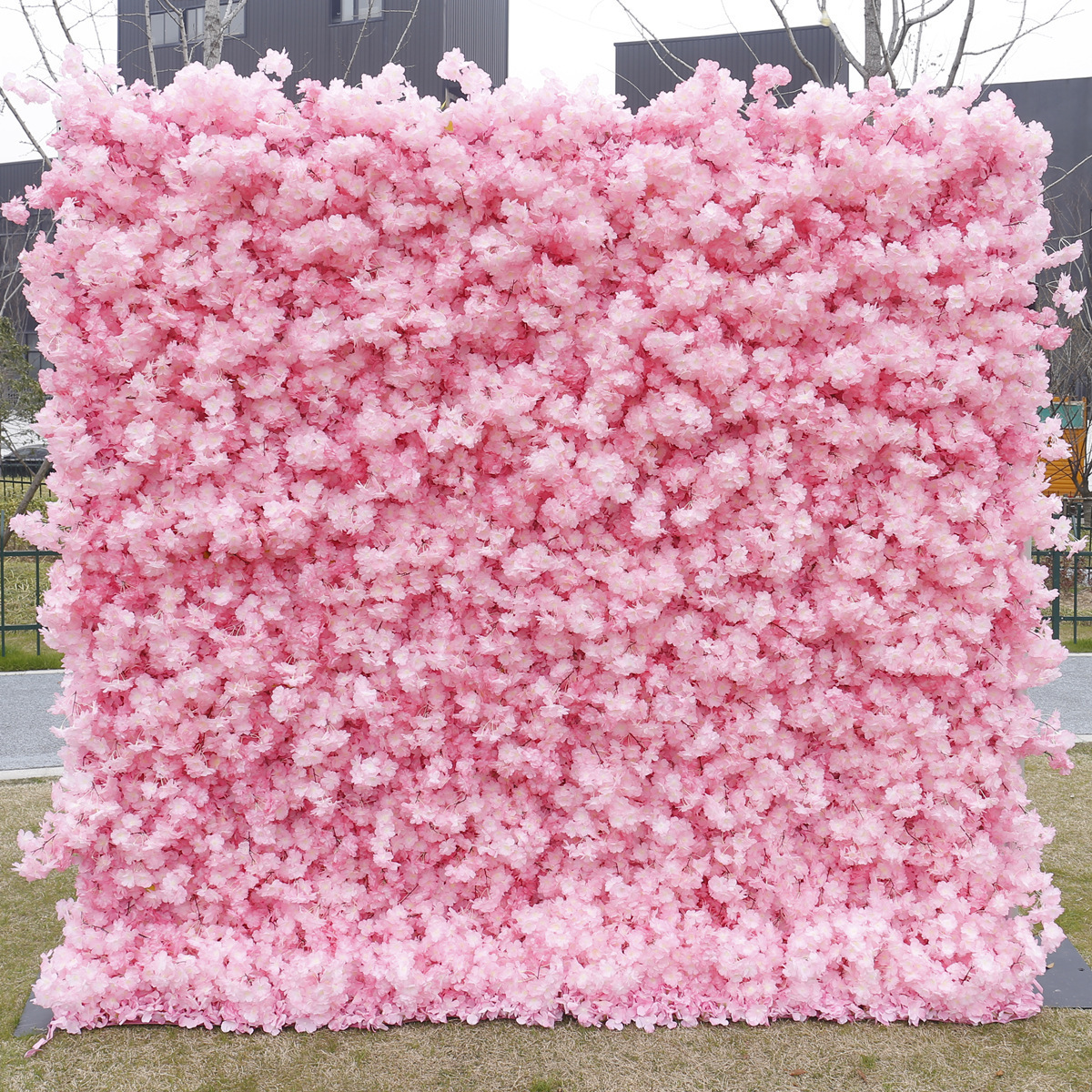 Luxury Backdrop Silk Artificial Decorative Cherry Blossom Branc Floral Flower Wall For Outdoor Wedding Decor