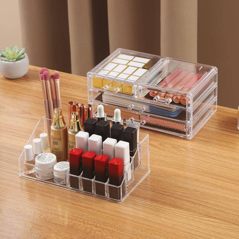 Transparent Clear Cosmetic Storage Box Organizer Top Material Drawer makeup organizer drawer