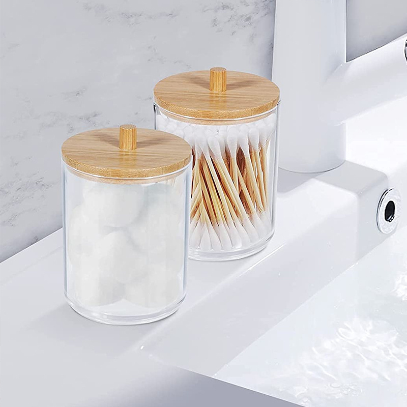 Wholesale Cotton Pad Holder Qtip Cotton Swab Holder Clear Transparent Makeup Organizer Box