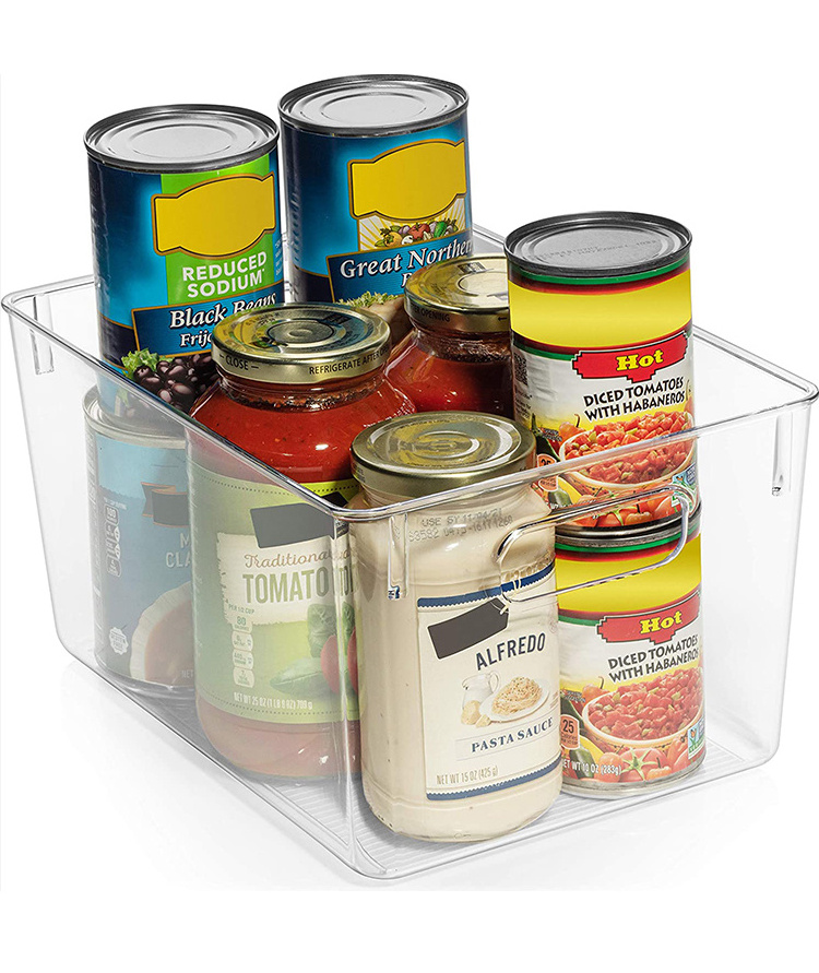 Transparent Clear Plastic PET Fridge Organizer Bins Multifunction Storage Fridge Organizer