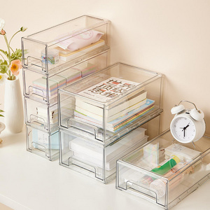 Office Appliances Storages Organizer Transparent Plastic Rectangular Long Drawer Storage Box