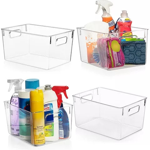 Transparent Clear Plastic PET Fridge Organizer Bins Multifunction Storage Fridge Organizer