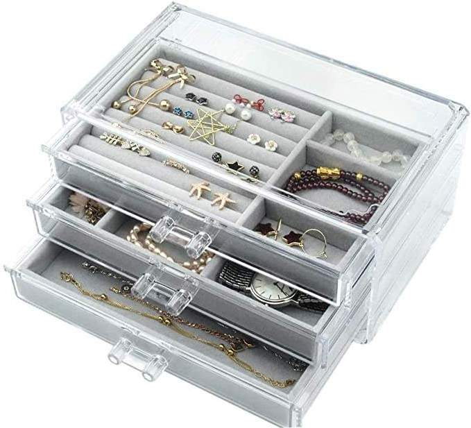 Customized Acrylic Makeup Storage Containers Transparent Clear Convenient Makeup Drawer Makeup Sets Cosmetics Box