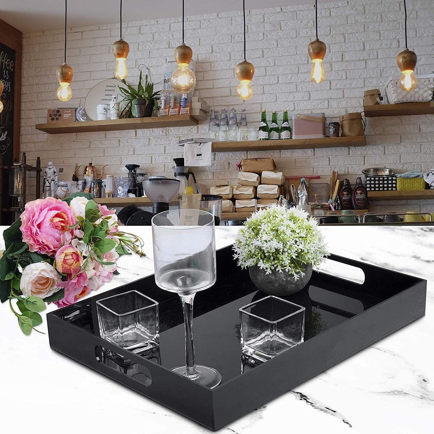 Wholesale display clear acrylic tray with insert clear rectangular acrylic serving tray