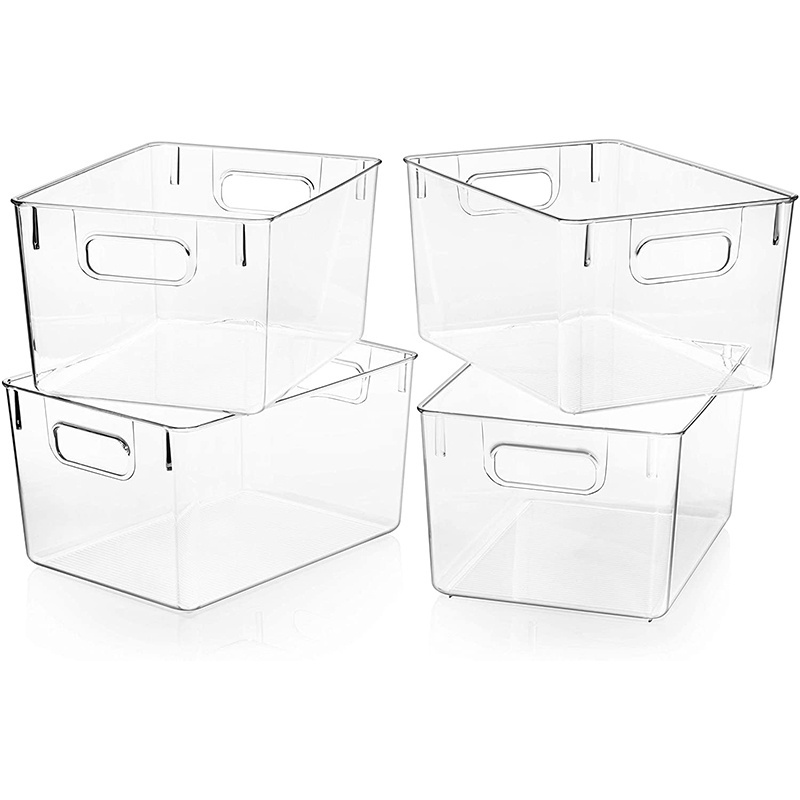 Transparent Clear Plastic PET Fridge Organizer Bins Multifunction Storage Fridge Organizer