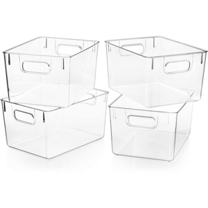 Transparent Clear Plastic PET Fridge Organizer Bins Multifunction Storage Fridge Organizer