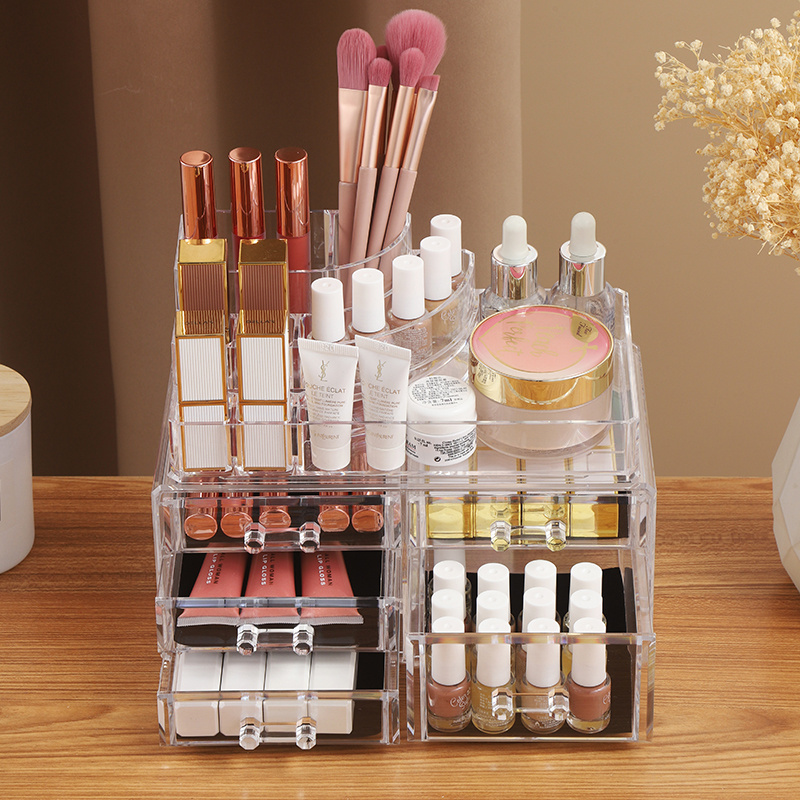 Transparent Clear Cosmetic Storage Box Organizer Top Material Drawer makeup organizer drawer