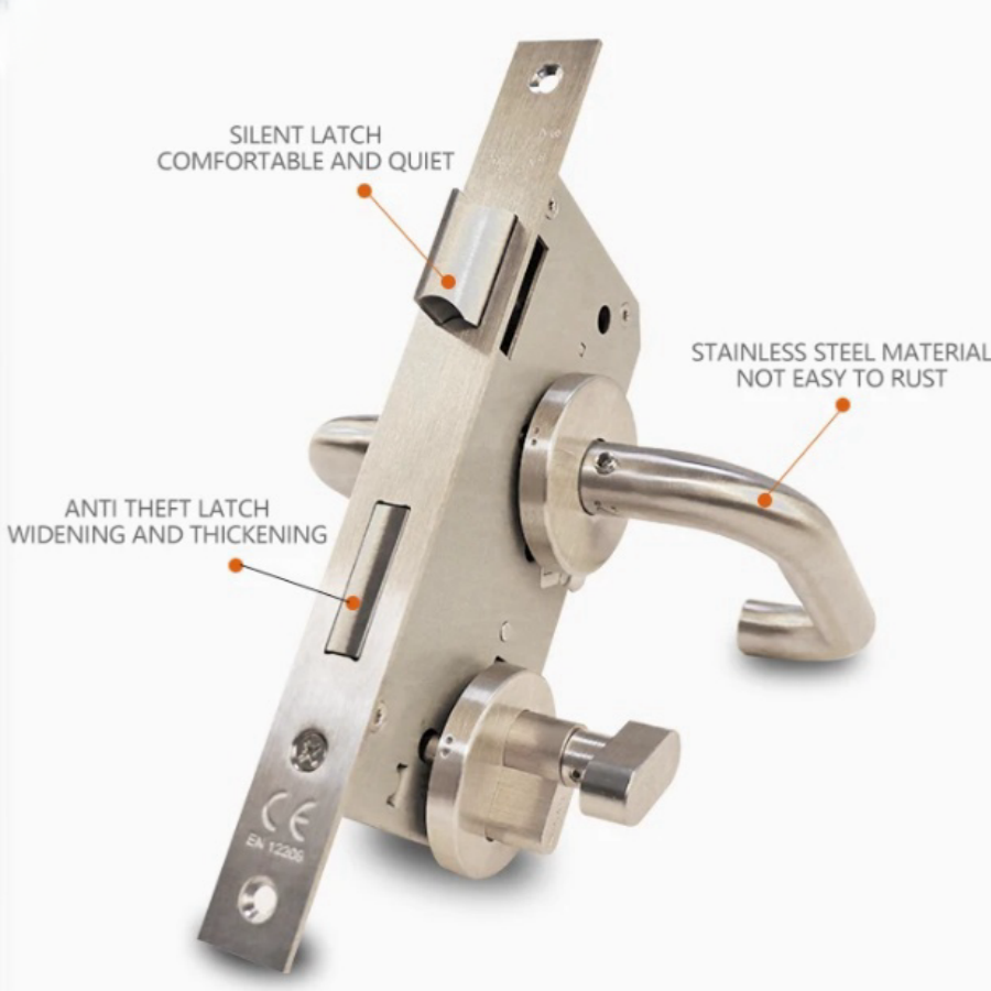 172  CE Backset 65mm Euro Profile Mortise Lock Latch Ss304 Mortise Lock