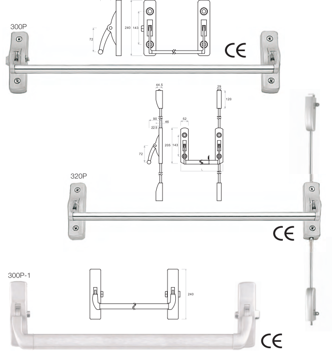 EN1125 The push bar Fire Rated Exit Device with integral lock combines proven mechanics for panic exit devices