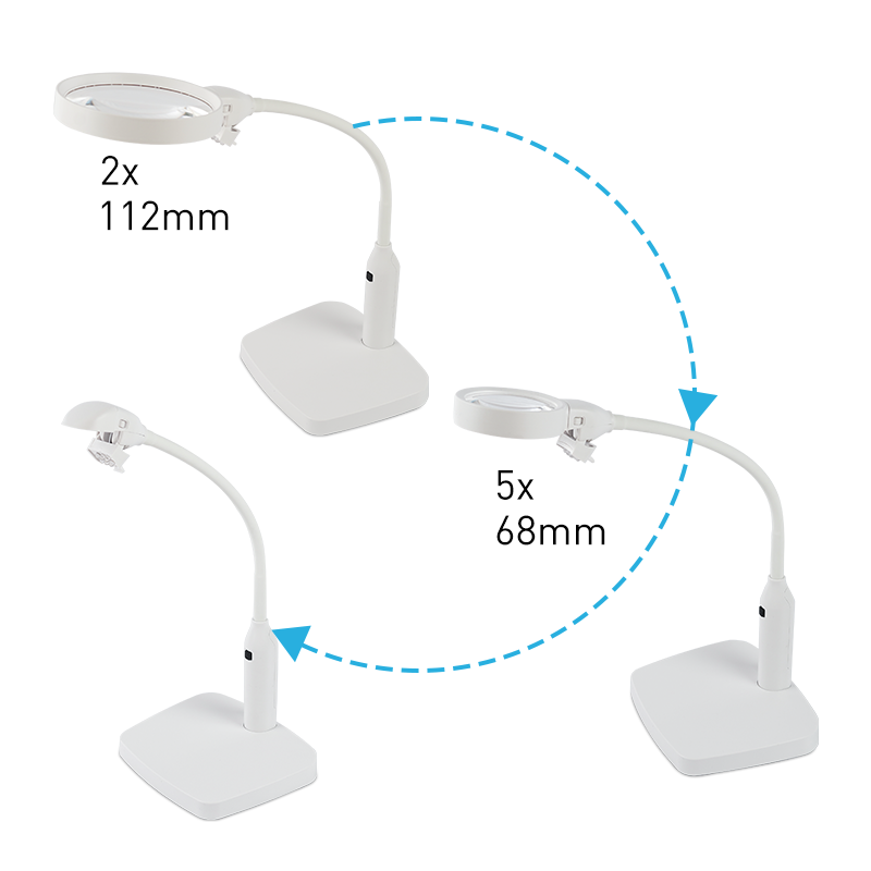 Reading Repairing Loupe 2X 5X Clip-on Magnifying Glass Table With Light