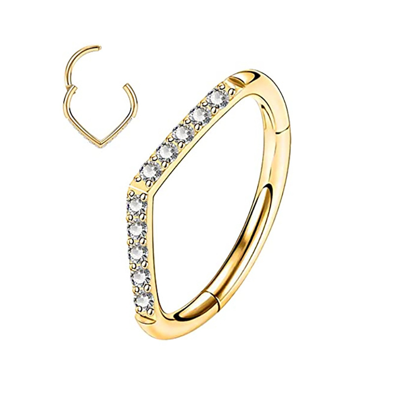 Morden Style Designer Clip Indian Ring Magnet Stainless Steel Sexy Gold Stud Nose To Ear Piercing Jewelry