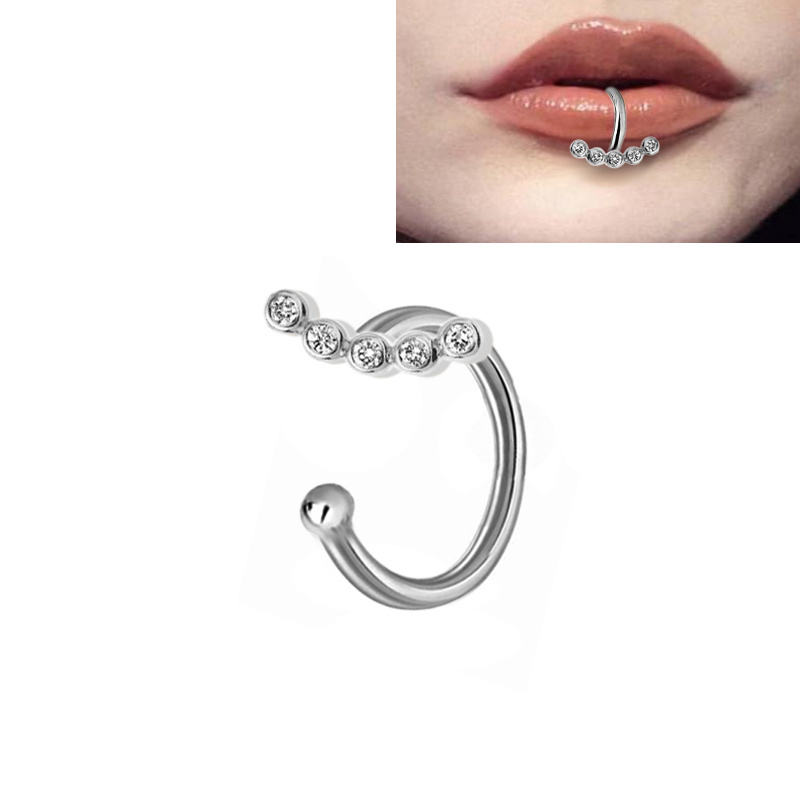 Hot Selling Fashion Nose Ring Faux Hoop Jewelry Gold Cuff Sterling Silver Double C Septum Stainless Steel Piercing