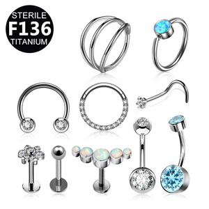 g23 sterile medical grade astm f136 belly button labret navel titanium nose ear body piercing jewelry