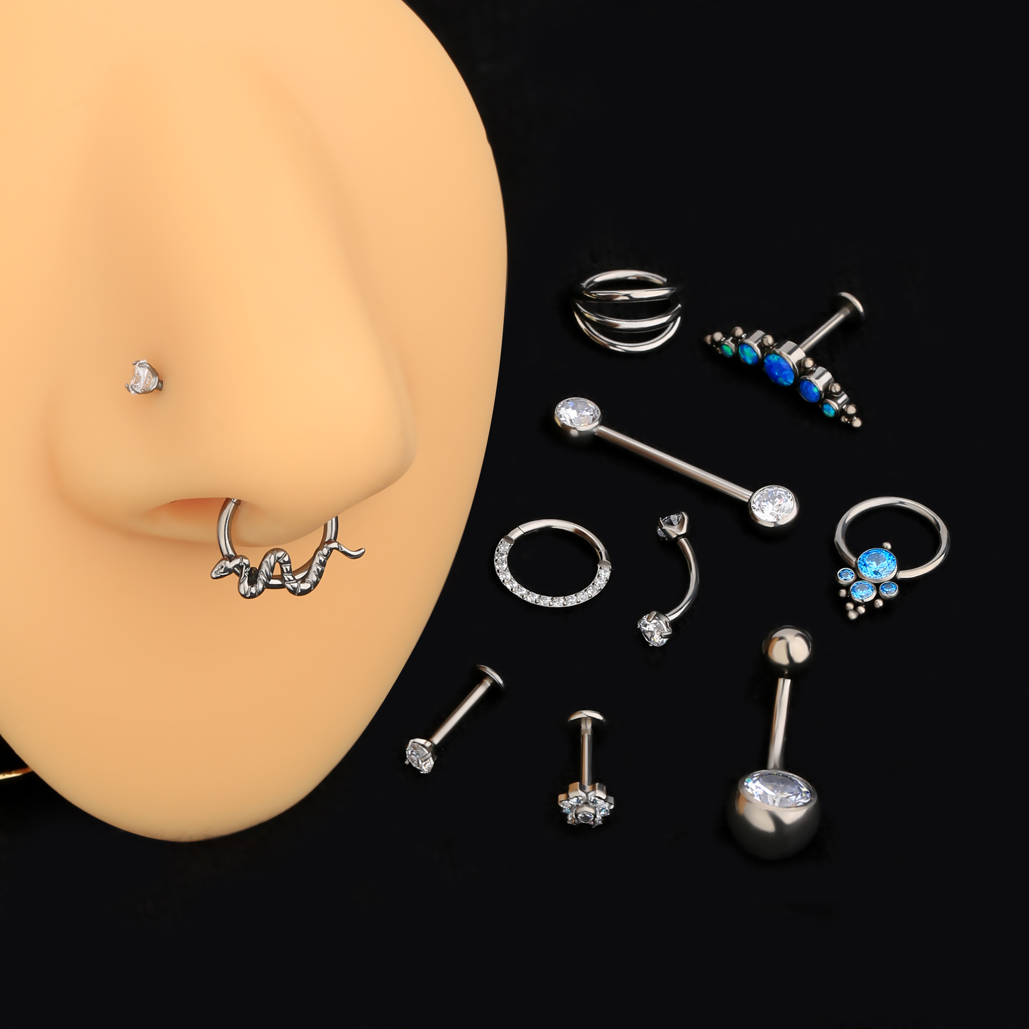 g23 sterile medical grade astm f136 belly button labret navel titanium nose ear body piercing jewelry