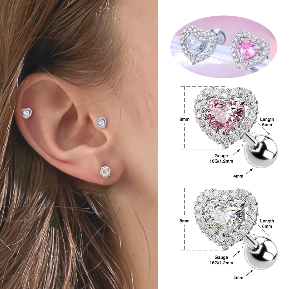 Toposh stainless steel piercing conch helix earrings stud daith tragus cartilage body ear pierc ring body jewelry