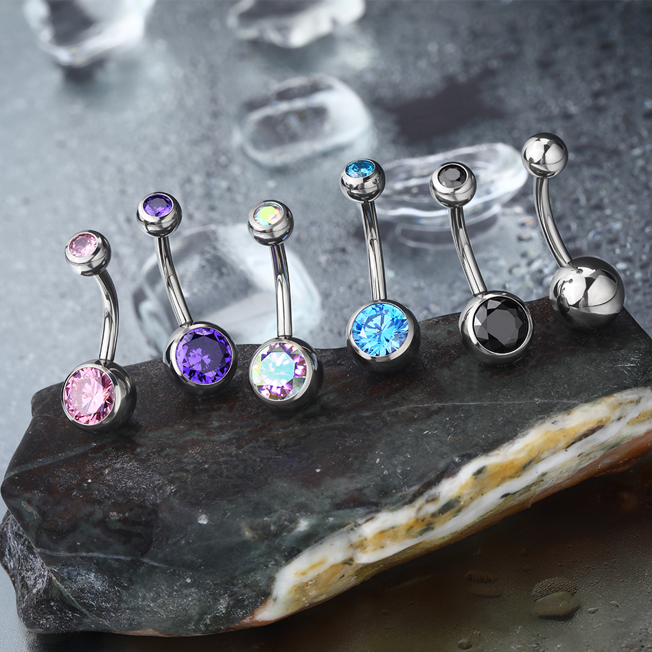 Toposh G23 Clear CZ f136 navel Cartilage Stud Earrings nose ring titanium ear belly labret piercing jewelry titanium